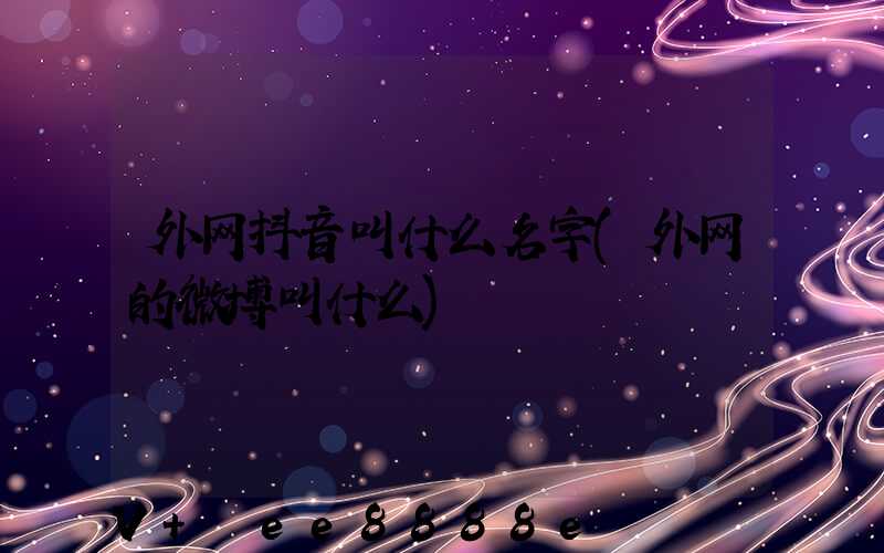 外网抖音叫什么名字(外网的微博叫什么)