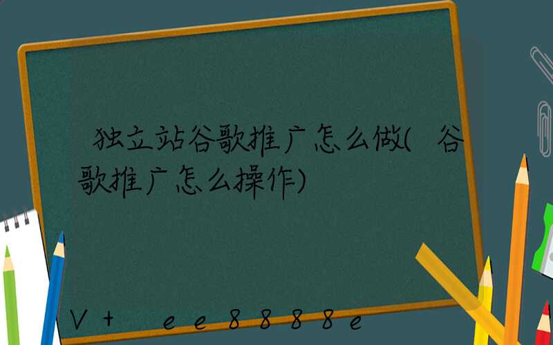 独立站谷歌推广怎么做(谷歌推广怎么操作)